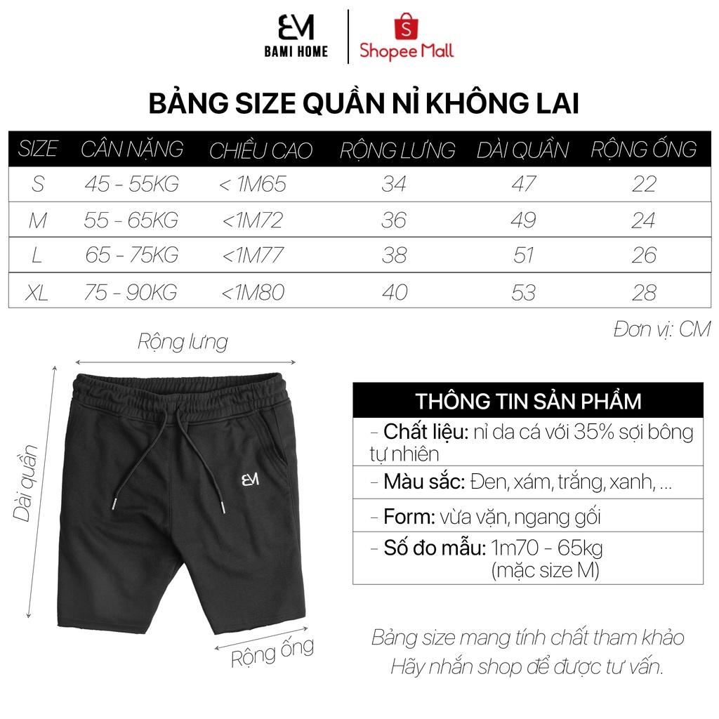 Quần short nỉ cao cấp BAMI HOME phong cách unisex dễ phối đồ QSN- 005