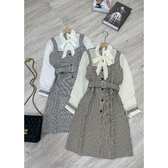 VÁY DẠ TK PHỐI TAY SƠ MI BÈO NƠ