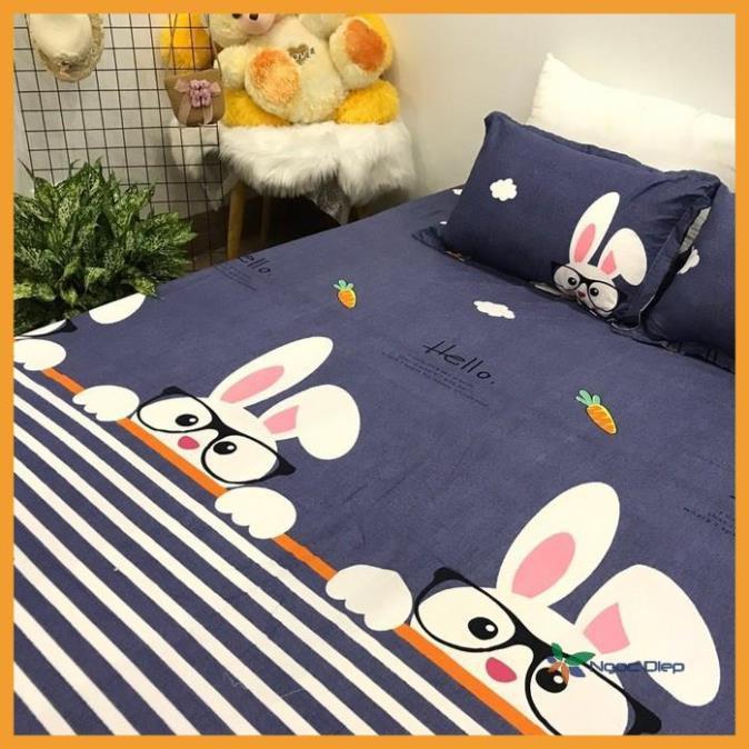Bộ Chăn Ga Gối Poly Cotton Thỏ trắng