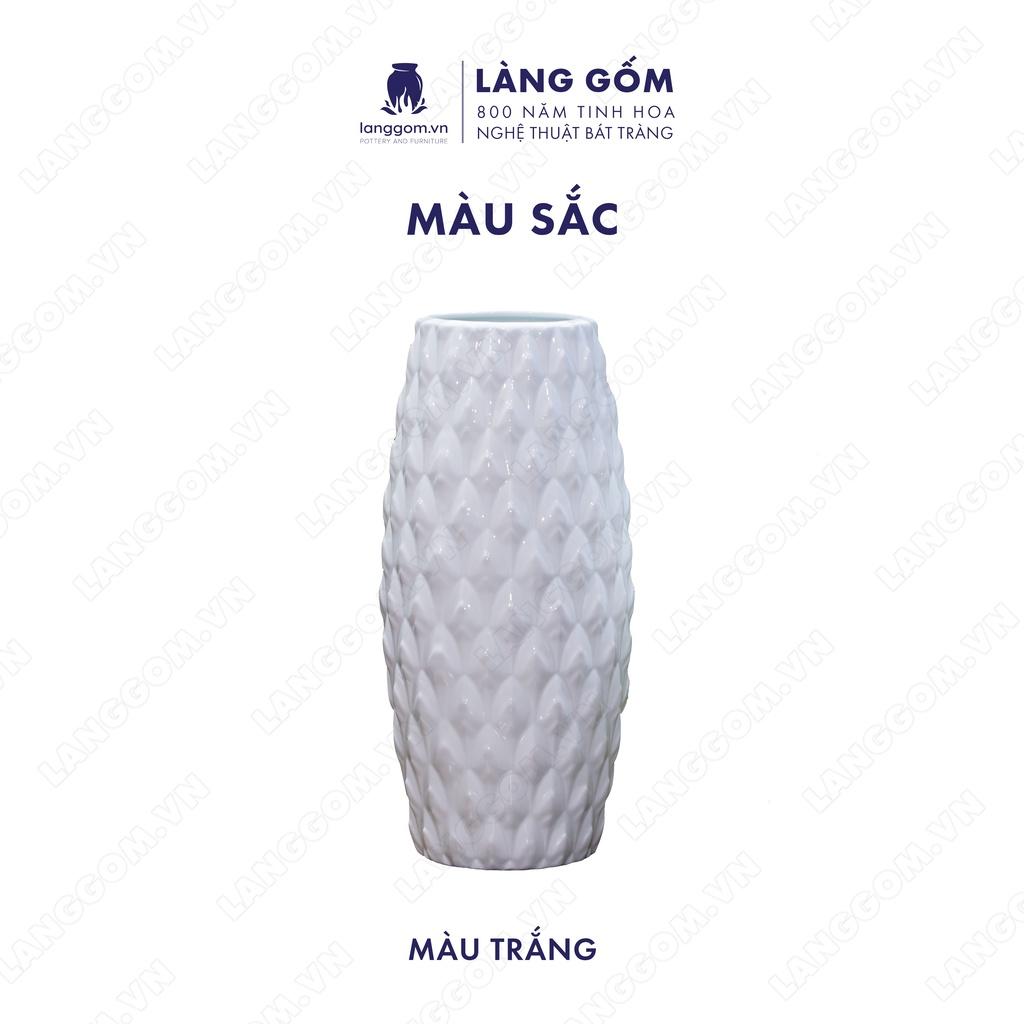 Bình hoa, lọ hoa Gốm sứ Bát Tràng cao cấp Men trắng bom mũi tên dùng làm quà tặng, trang trí - Làng Gốm Bát Tràng