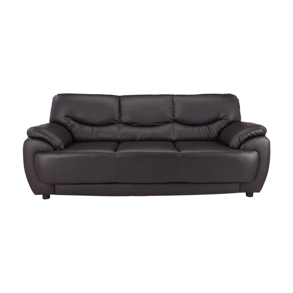 Ghế sofa 3 chỗ BOBBY/L khung gỗ bền chắc, đệm bọc da PVC cao cấp nâu sẫm | Index Living Mall - Phân phối độc quyền tại Việt Nam