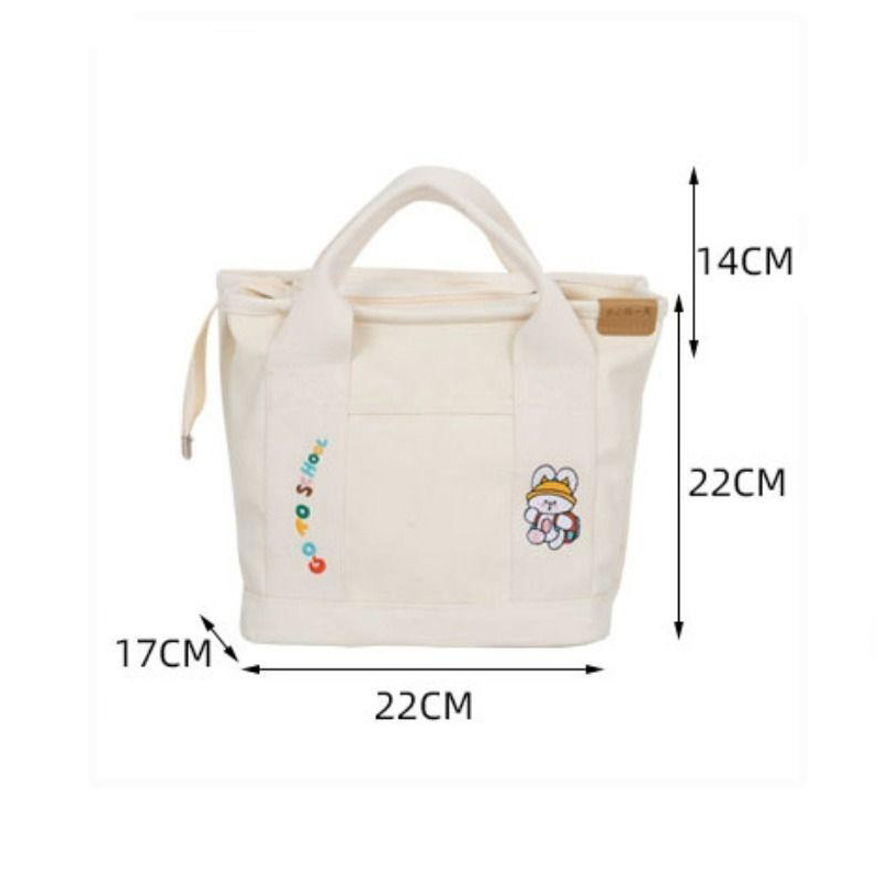 Túi Vải Canvas Hoạ Tiết Dễ Thương Đựng Đồ Bỉm Sữa Tiện Lợi Kích Thước 22*22*17 cm