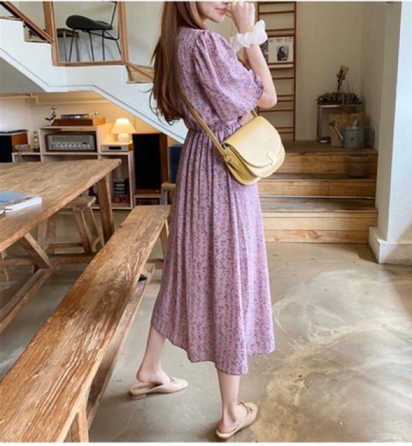 Váy hoa nhí vintage cổ tròn tay bồng dáng dài Ulzzang style VFF8927 Hàng Quảng Châu