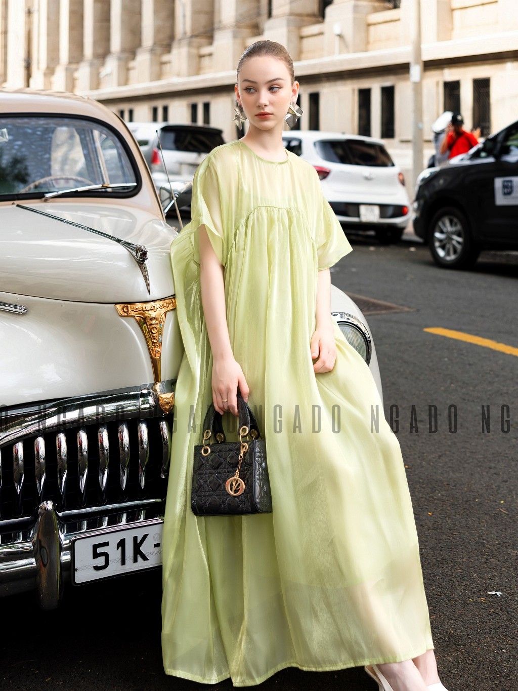 Đầm babydoll xanh đậu NGADO, Đầm suông, Đầm phom rộng, Đầm xòe, Đầm voan tơ thiết kế