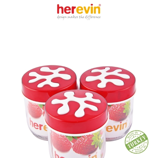 Bộ 3 Hũ Thuỷ Tinh Tròn Trơn Herevin 425ml - HEHU135357-812