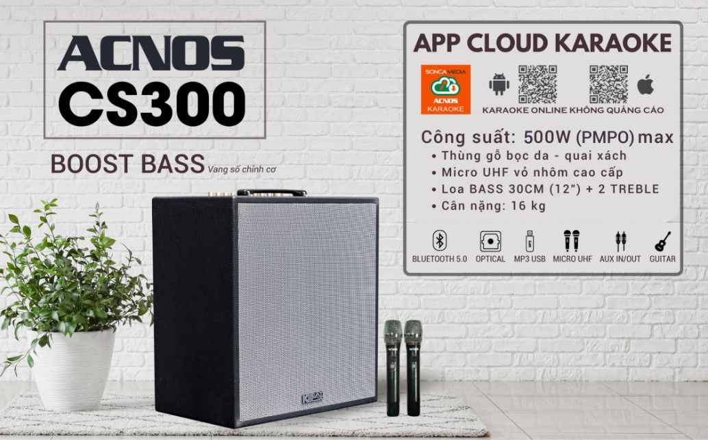 Dàn karaoke di động xách tay ACNOS CS300 - HÀNG CHÍNH HÃNG