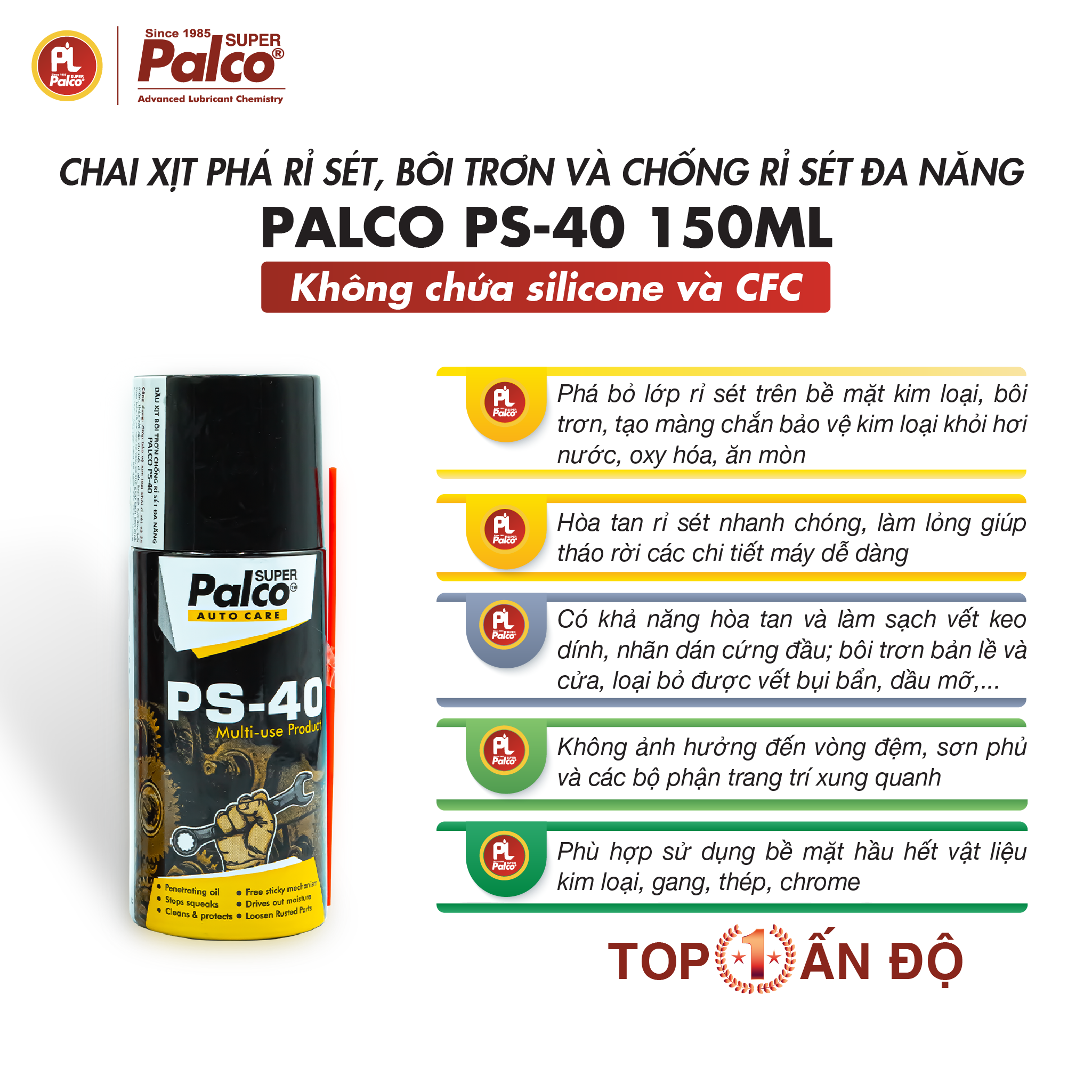 Xịt tẩy rửa, bôi trơn và chống rỉ sét đa năng PALCO PS-40 - Nhập khẩu Ấn Độ