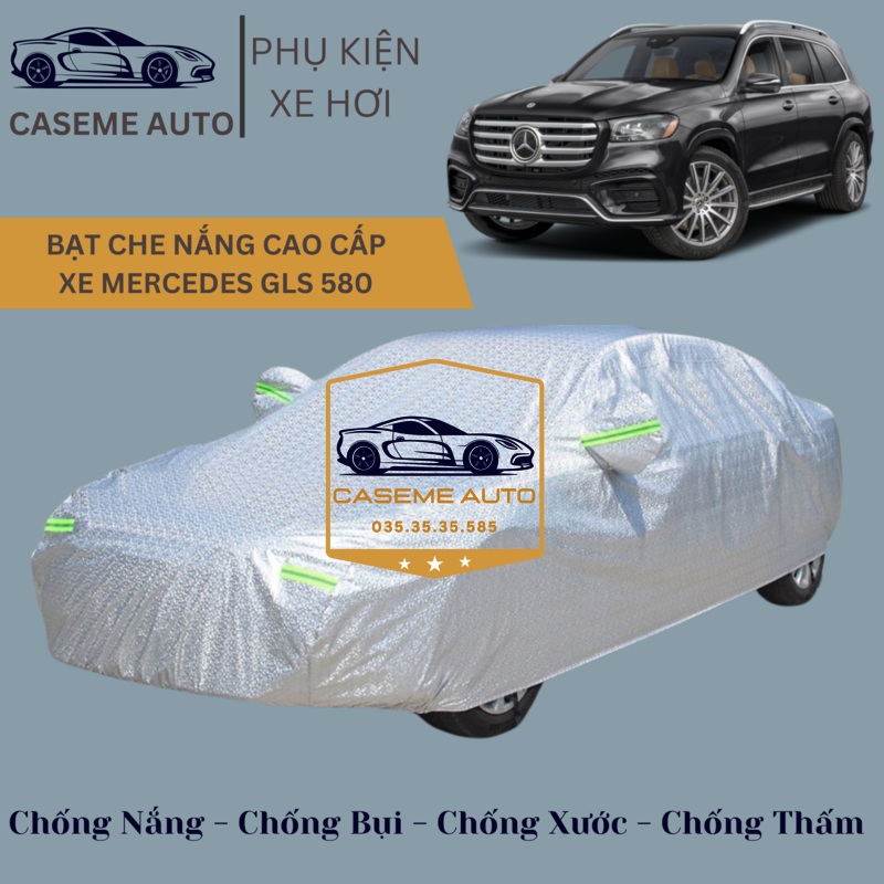 [MERCEDES GLS 580] Bạt phủ xe ô tô tráng nhôm cao cấp dành cho xe MERCEDES GLS 580 , 3 lớp chống nóng, chống thấm, chống bụi - Hàng Chính Hãng