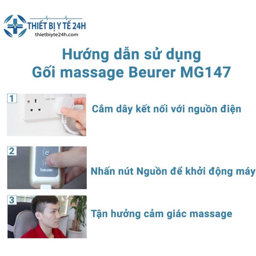 Gối Massage Hồng Ngoại Beurer MG147 Chính Hãng - Xóa Tan Đau Mỏi Vai Gáy, Lưu Thông Khí Huyết, Hồng Ngoại