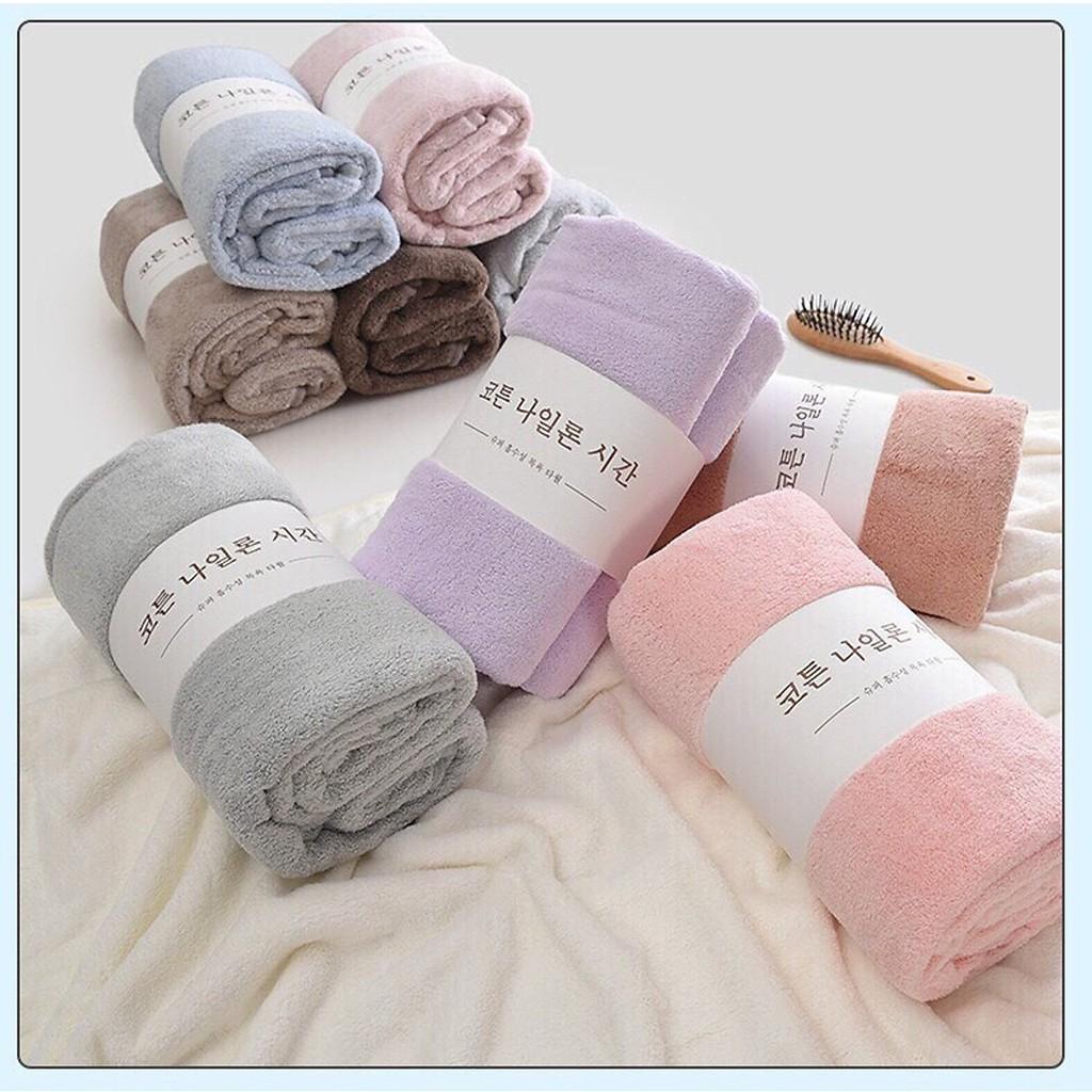 Khăn tắm Hàn Quốc 70*140cm chất lông cừu chuẩn - Khăn tắm siêu mềm Hàn Quốc Khổ lớn chất khăn mịn, thấm hút dễ dàng