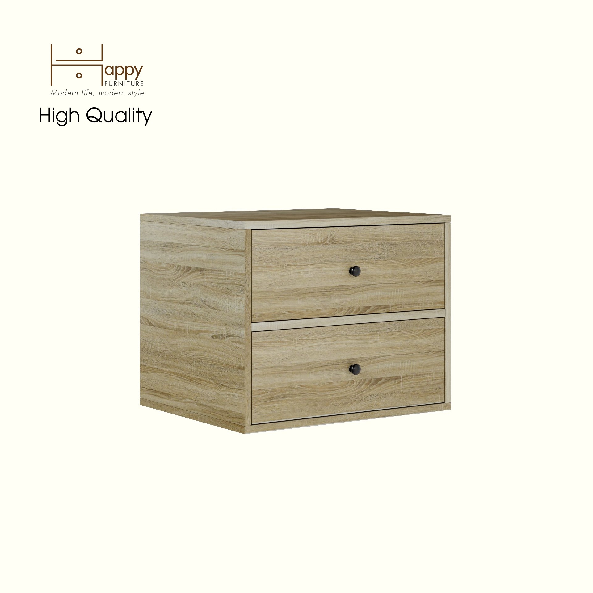 HAPPY FURNITURE , ZACY - Táp đầu giường 2 ngăn kéo , THK_213 , 55cm x 45cm x 44cm DxRxC, Sản phẩm phổ thông