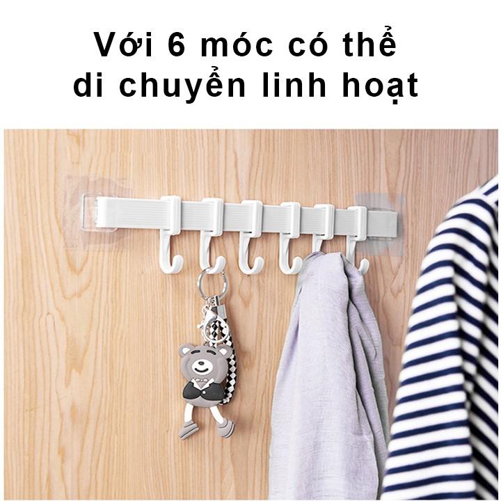 Thanh treo 6 móc dán tường không cần khoan đục br00480