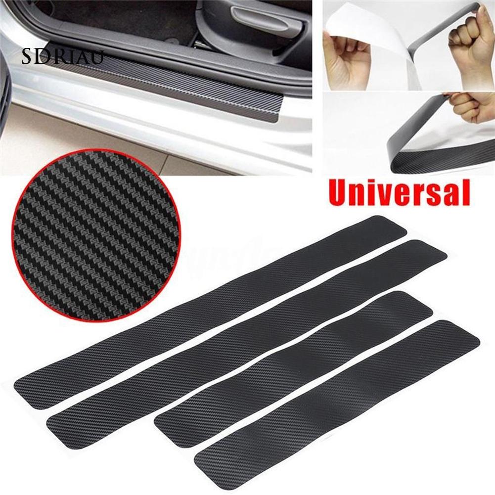 Set 4 Miếng Dán Carbon Bảo Vệ Bàn Đạp Cửa Xe Ô Tô Kèm Phụ Kiện