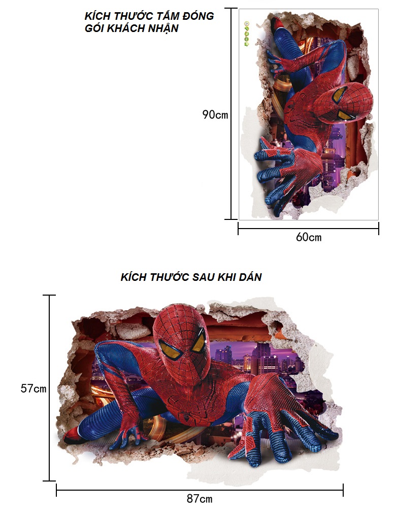 Decal Dán Tường Người Nhện Spider Man mẫu 7 Trang Trí Nhà Cửa Siêu Đẹp Sáng Tạo