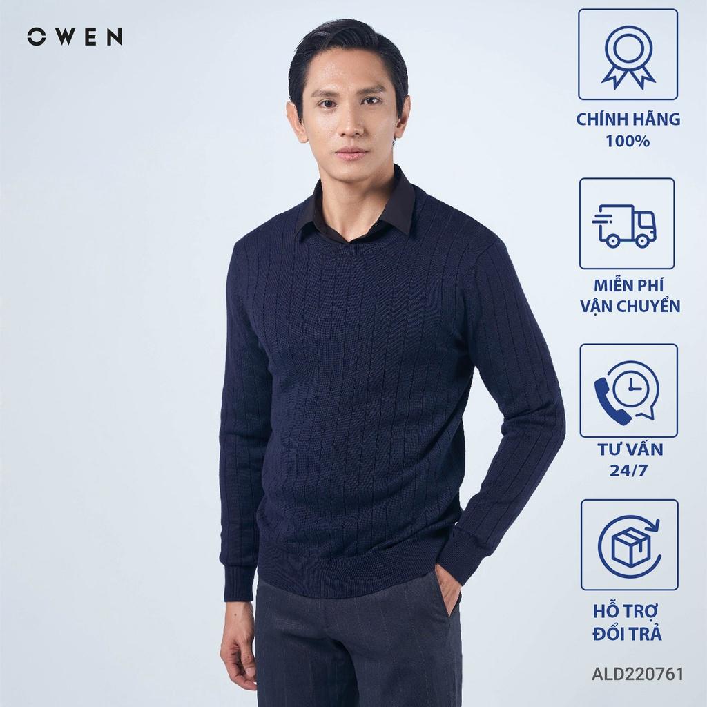 Áo len nam OWEN cổ tròn sợi cotton giữ ấm tốt, không xù mã ALD220761