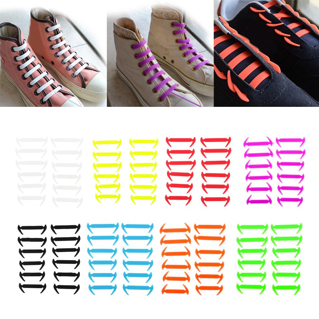 12pcs No Tie Shoelaces for Kids Adults, Waterproof Silicone Flat Elastic Athletic Sports Shoe Laces Multicolor for Sneaker Boots Casual Board Shoes