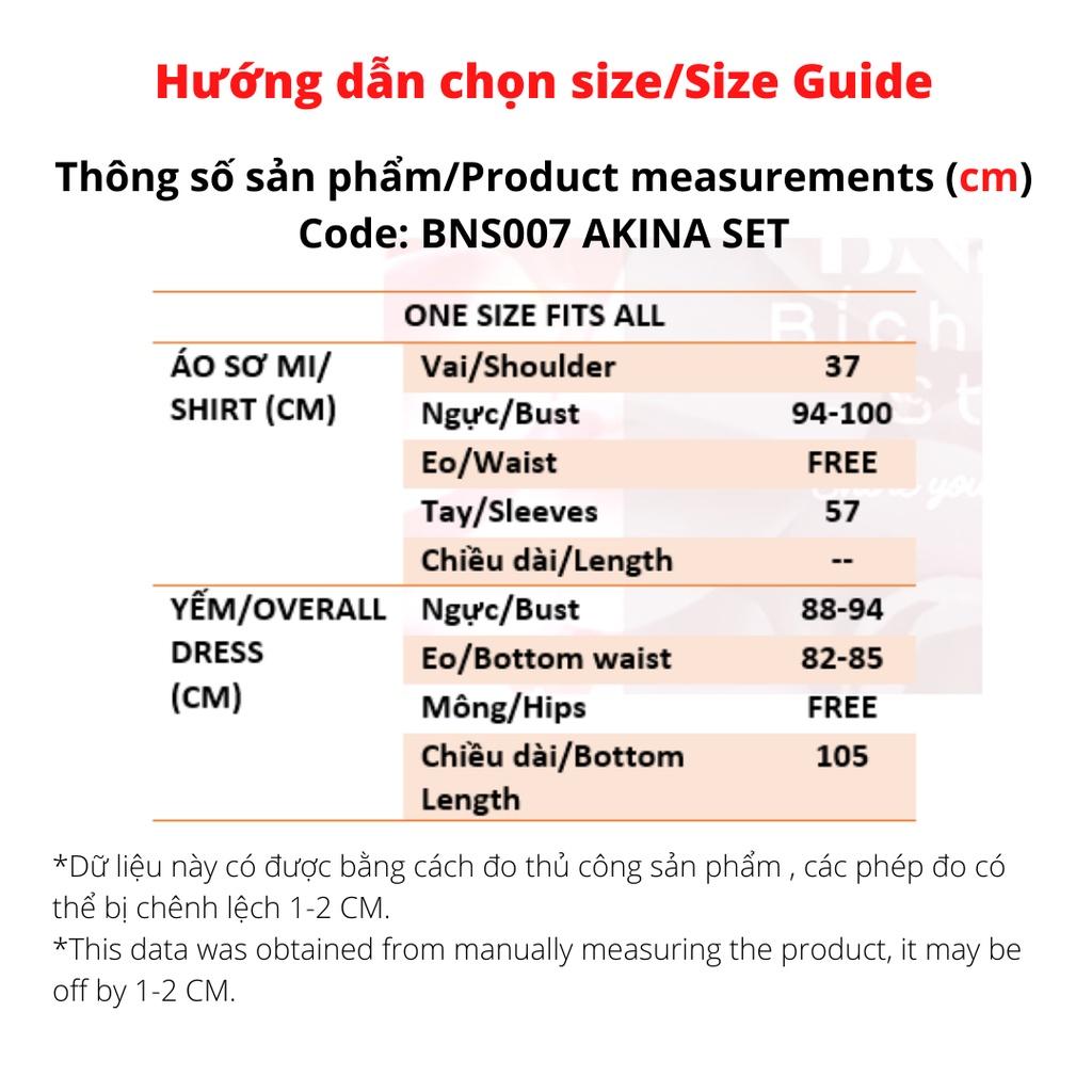 ĐẦM YẾM TIỂU THƯ CÀI NÚT TẶNG ÁO SƠ MI TAY DÀI - BUTTON FRONT OVERALL DRESS & SHIRT - BY BNS AKINA SET BNS007