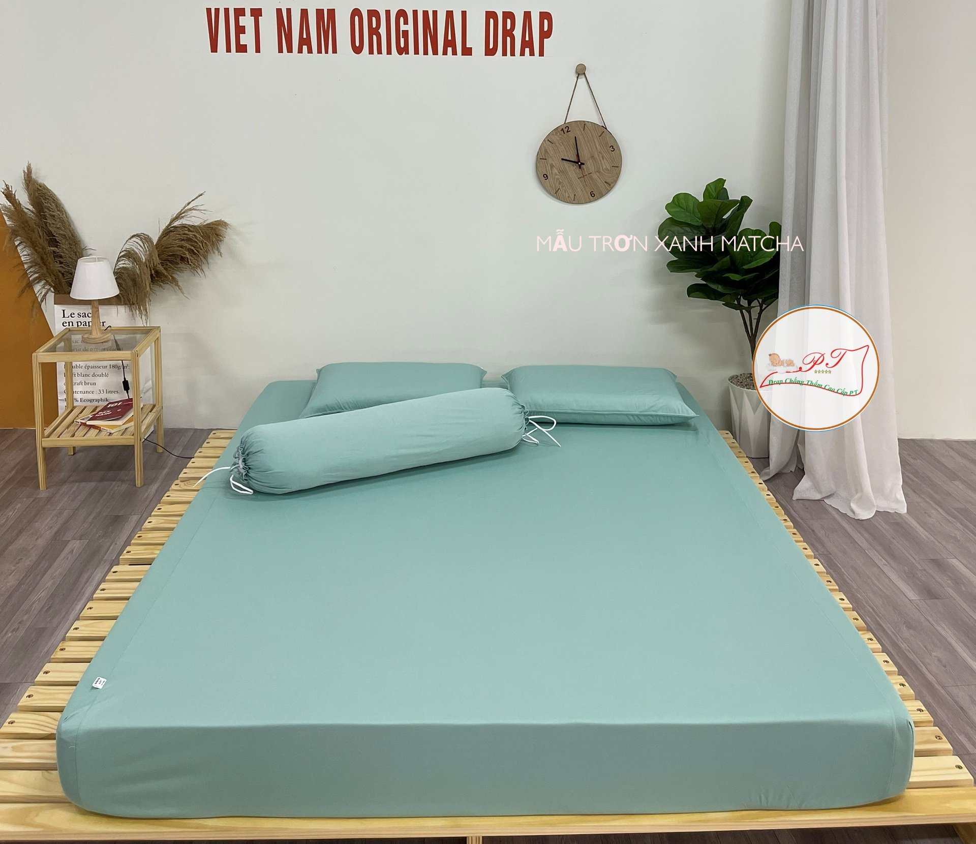 Ga Chống Thấm Cao Cấp PT Mẫu Họa Tiết Trơn Xanh Matcha