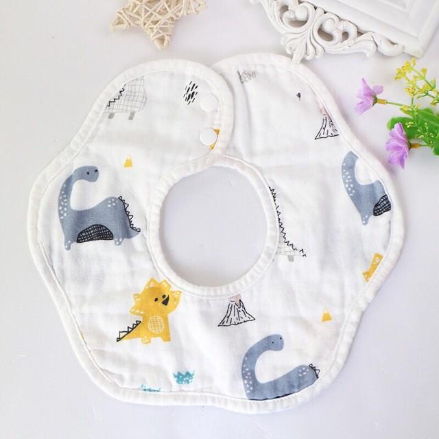 Set 2 yếm tròn xoay 360 độ, yếm tròn quàng quanh cố cho bé khi ăn