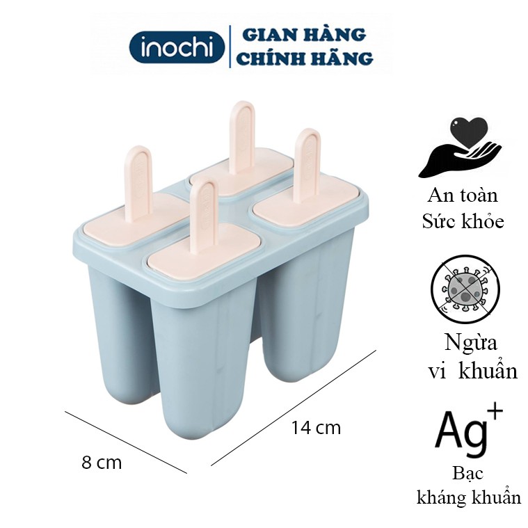 Khuôn làm kem 4 ô kari nhựa nguyên sinh an toàn không mùi,hàng chuẩn Nhật (Tặng kèm Sticker) - INOCHI