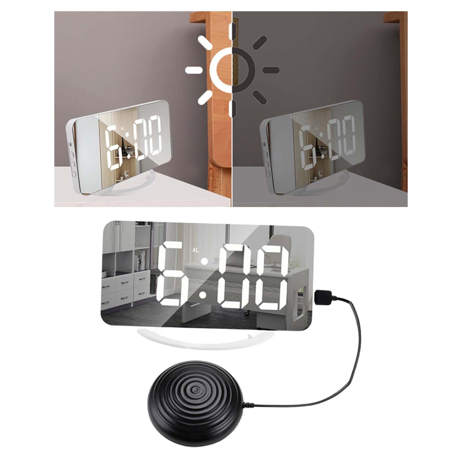 12/24H Loud Alarm Clock Vibrating USB Powered Night Mode Bedroom Seniors