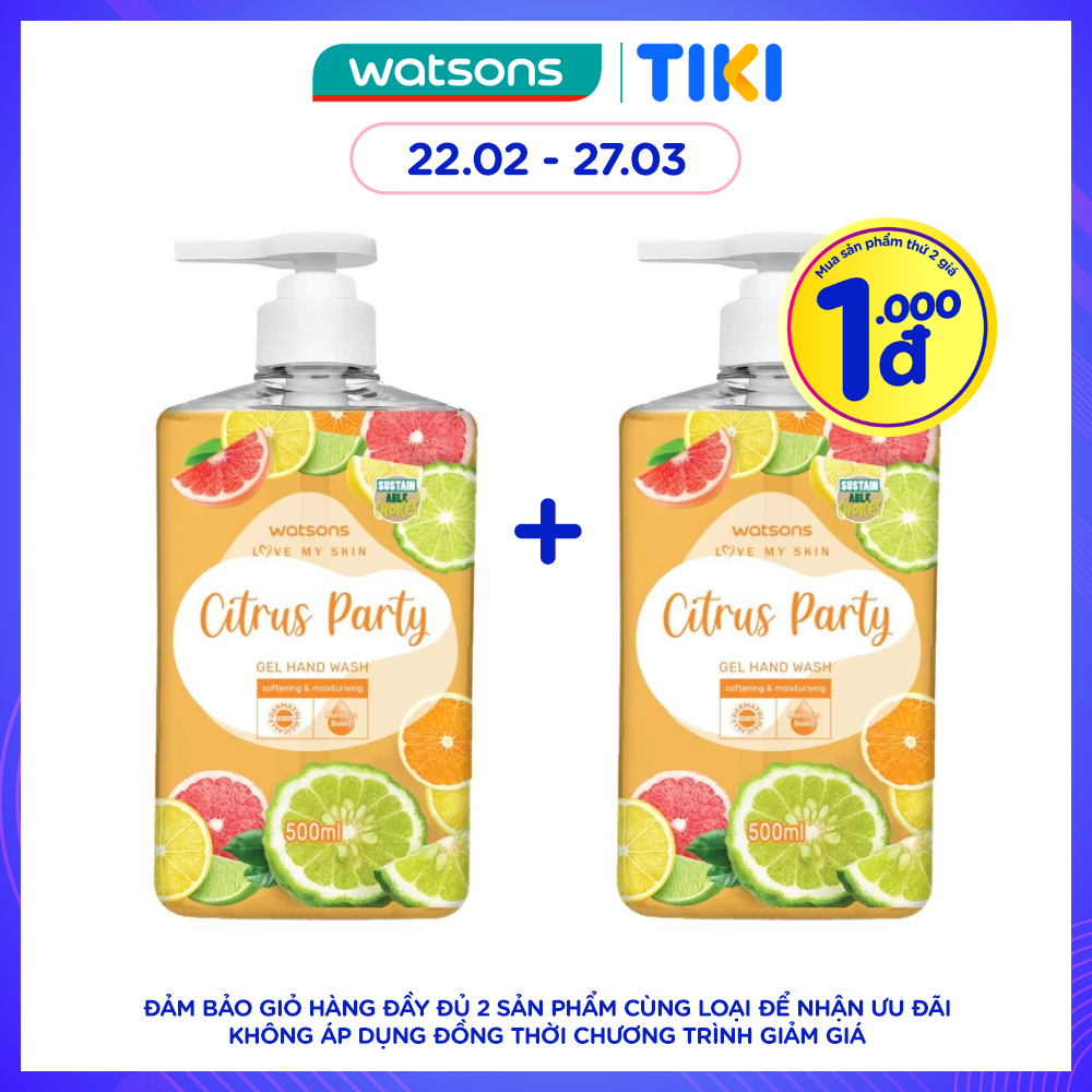 Gel Rửa Tay Watsons Love My Skin Citrus Party Gel Hand Wash 500ml