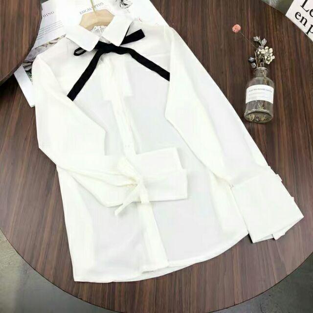 Áo sơ mi buộc nơ dễ thương