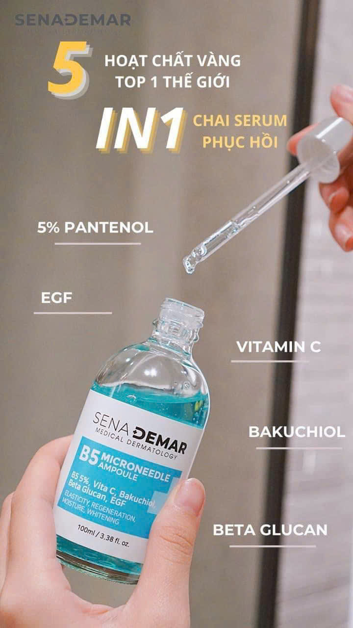 Serum B5 Senademar 100ml hạn 2027 microneedle ampoule Phục Hồi Da Cấp Ẩm Ngăn Ngừa Lão Hoá.