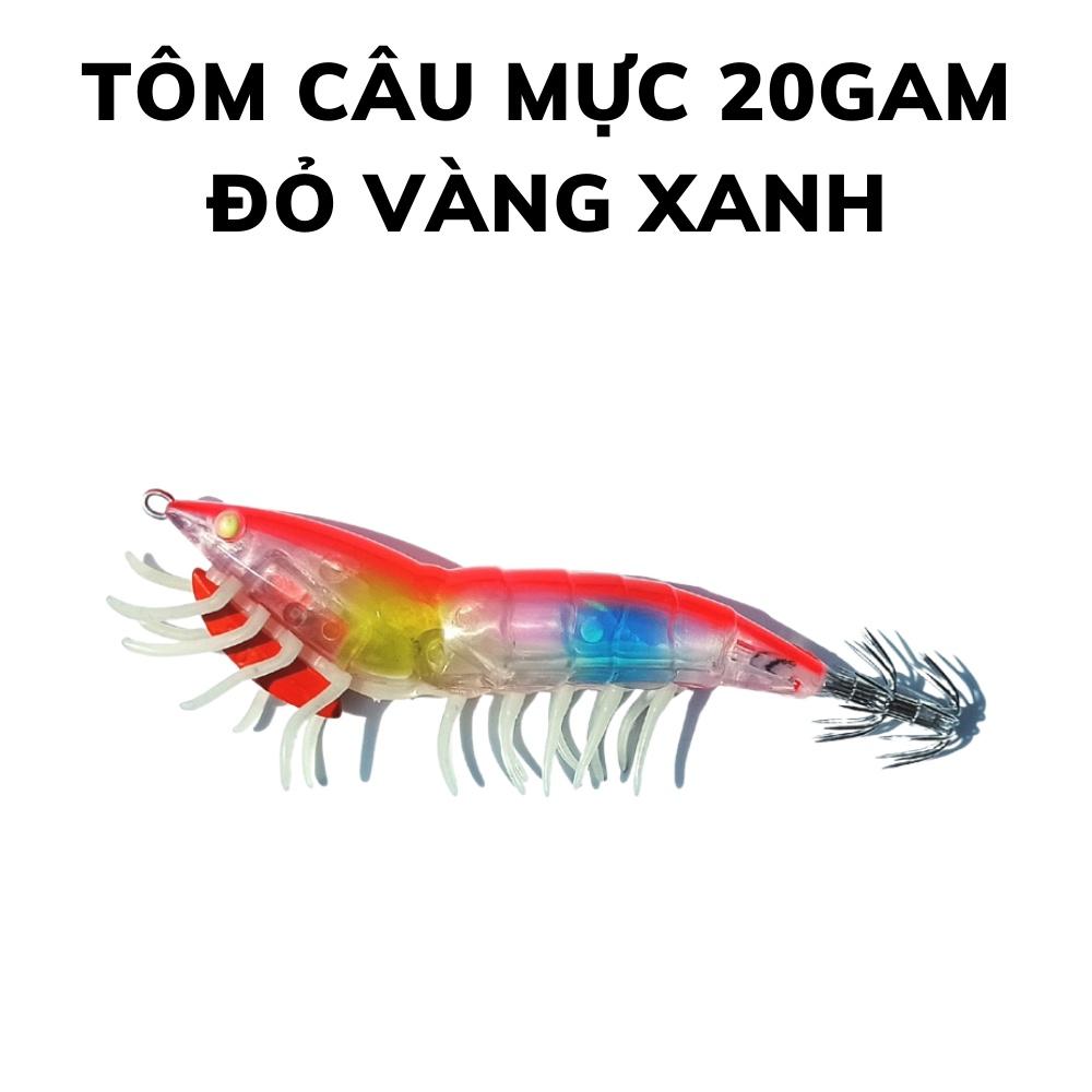 Mồi tôm câu mực có chân dạ quang size 3.5 nặng 20gam, mồi giả câu mực dùng để câu các loại mực biển mực ống lá ban đêm hiệu quả