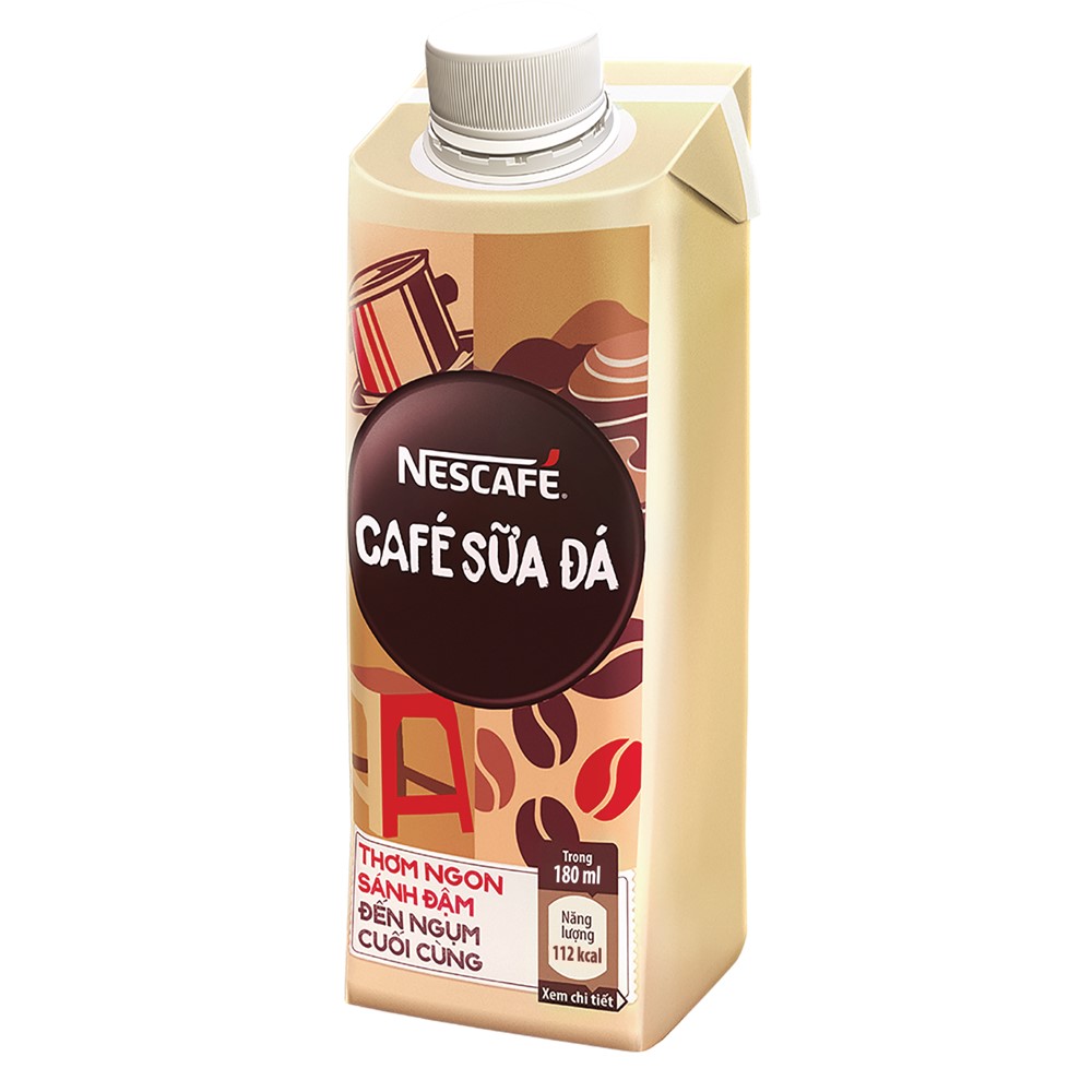 Combo 12 hộp cà phê uống liền Nescafé cà phê sữa đá (hộp 180ml) - [Tặng bộ 3 ly sứ]