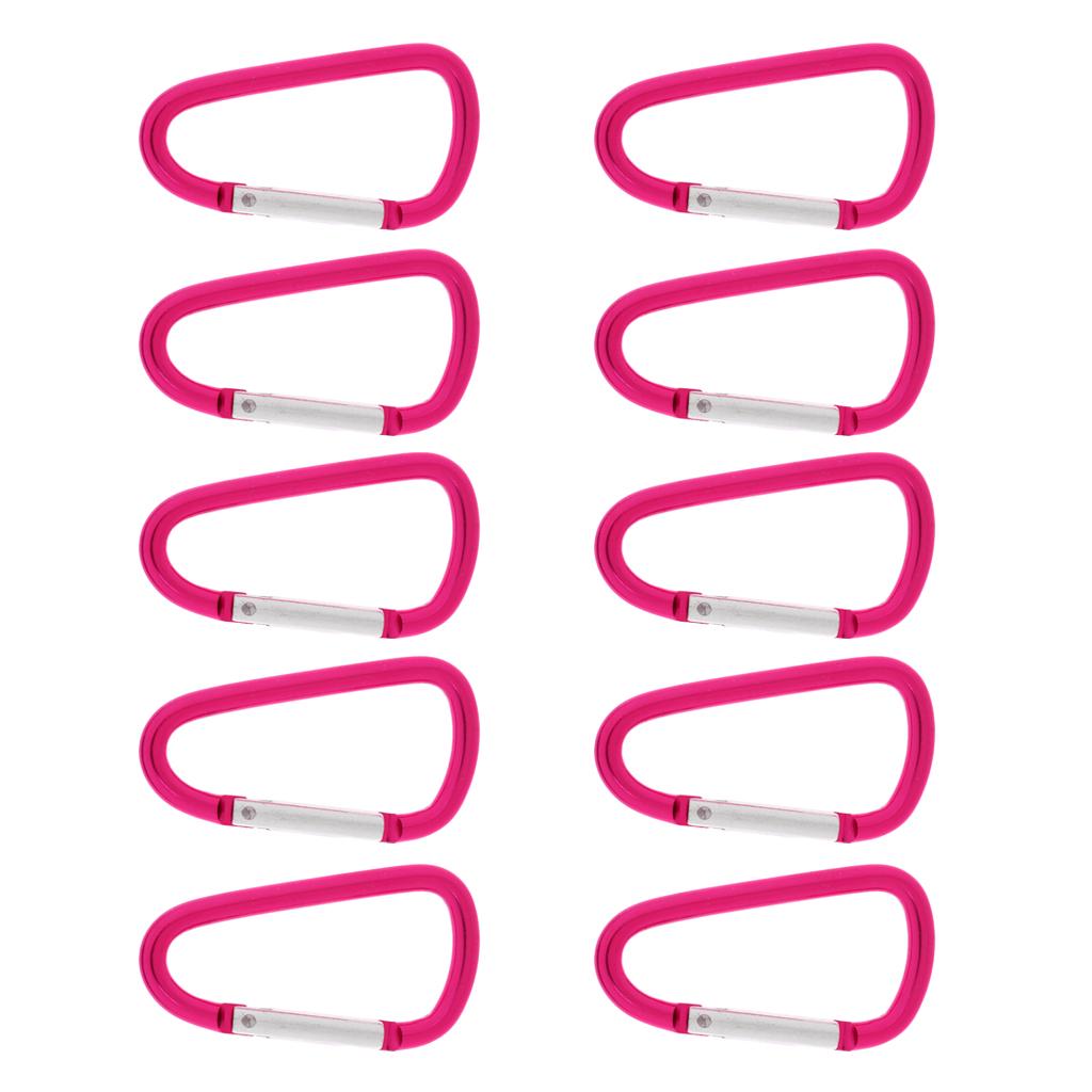 10x Aluminum D-ring Locking Carabiner Keychain Spring Clip Lock Carabiner Hook Outdoor Camping Equipmengt For Outdoor ,Camping, Fishing, Hiking, Traveling
