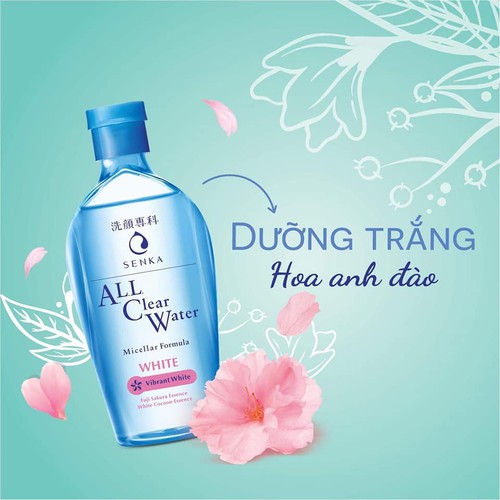 Nước Tẩy Trang Dưỡng Trắng Da Chiết Xuất Hoa Anh Đào Senka All Clear Water Micellar Formula White