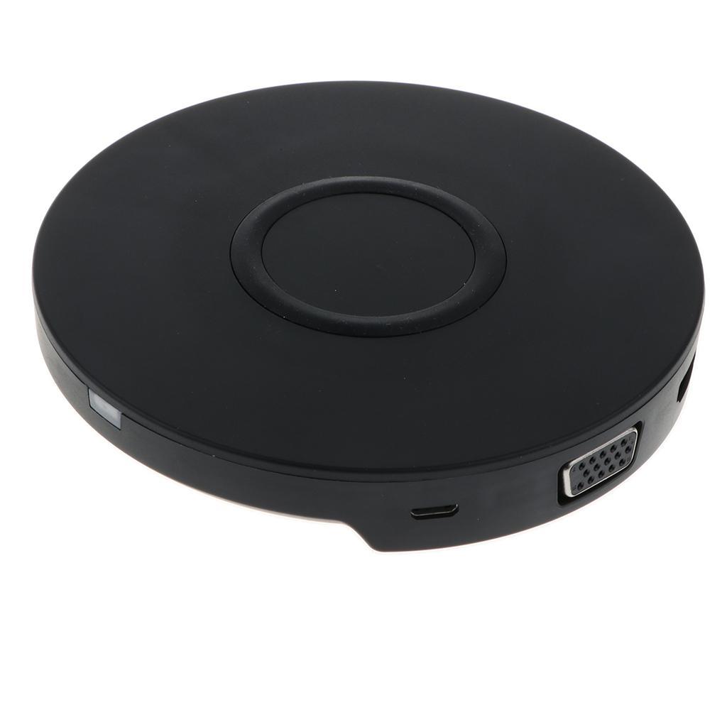 2 in 1 Type-C to Micro USB/HDMI/VGA HUB Dock +5W Wireless Charger