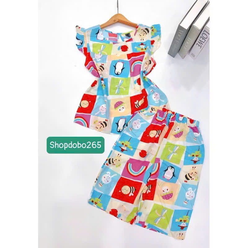 Đồ bộ nữ,đồ ngủ mặc nhà lửng tay cánh tiên vải lanh mềm,mát BL 169 hoạ tiết dễ thương size 45-70kg