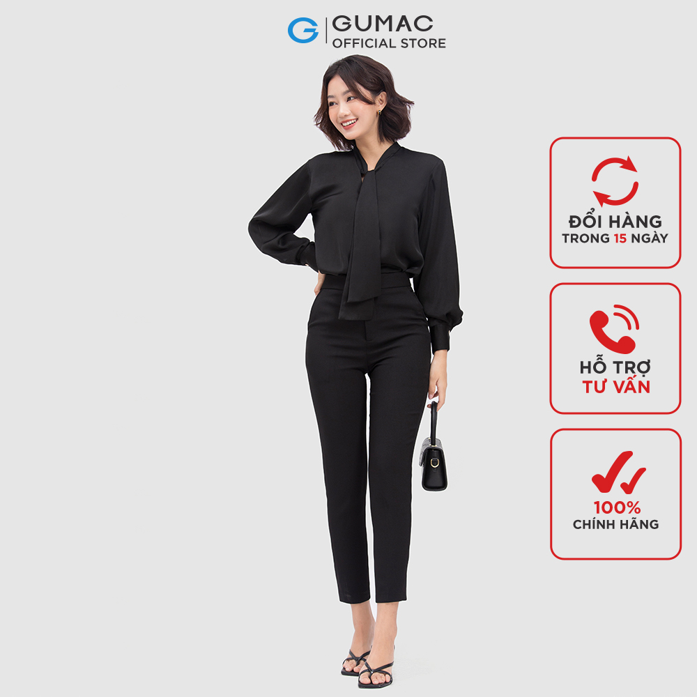 Áo sơ mi nữ GUMAC AC04003 cổ cách điệu thắt nơ phong cách thanh lịch