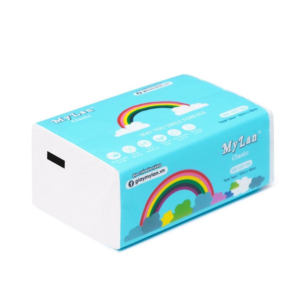 Set 10 Gói Giấy Rút Cầu Vồng 3 Lớp MyLan - Mềm, Dai Và Mịn - Khăn Giấy Rút Cao Cấp, Không Chất Tẩy Trắng