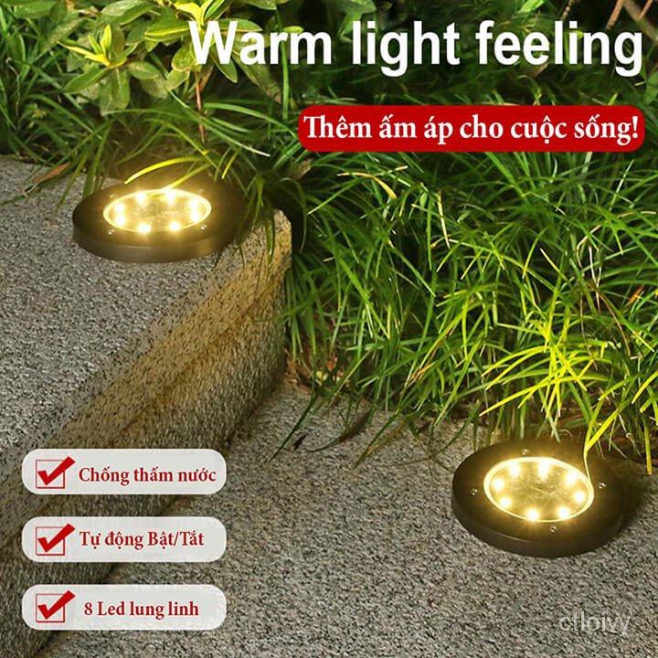 Đèn Led Cắm Cỏ Sân Vườn Năng Lượng Mặt Trời Tròn 8 Bóng Led Tg Trí Sân Vườn, Lối Đi, Quán Cà Phê, Đèn Rọi
