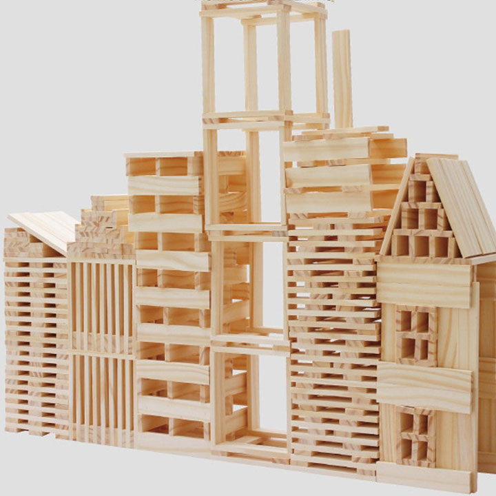 Bộ 100 thanh gỗ chữ nhật xếp tạo hình, đồ chơi gỗ