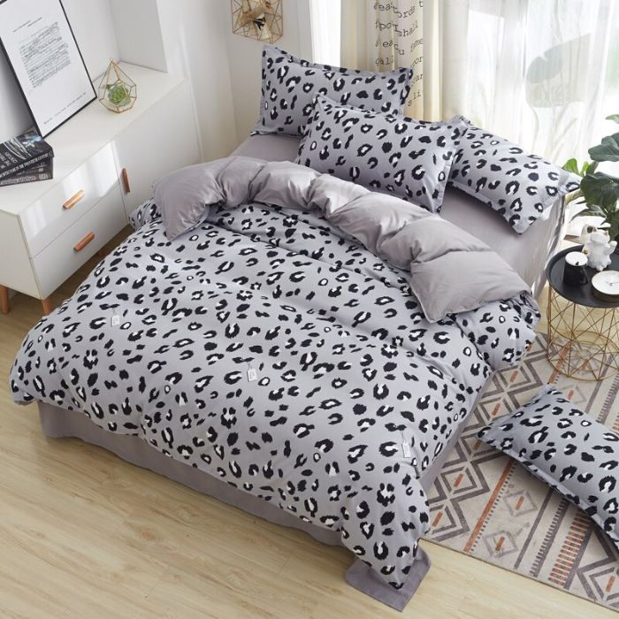 Bộ chăn ga gối Cotton cao cấp 1m6x2m hình đóm đen THC063