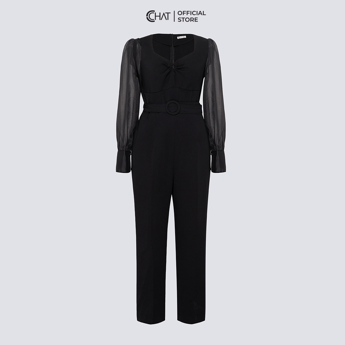 Jumpsuit Nữ  Cổ Nữ Hoàng Phối Tay Chất Tuytsi Cao Cấp Mềm Mịn 22JDS8007BT
