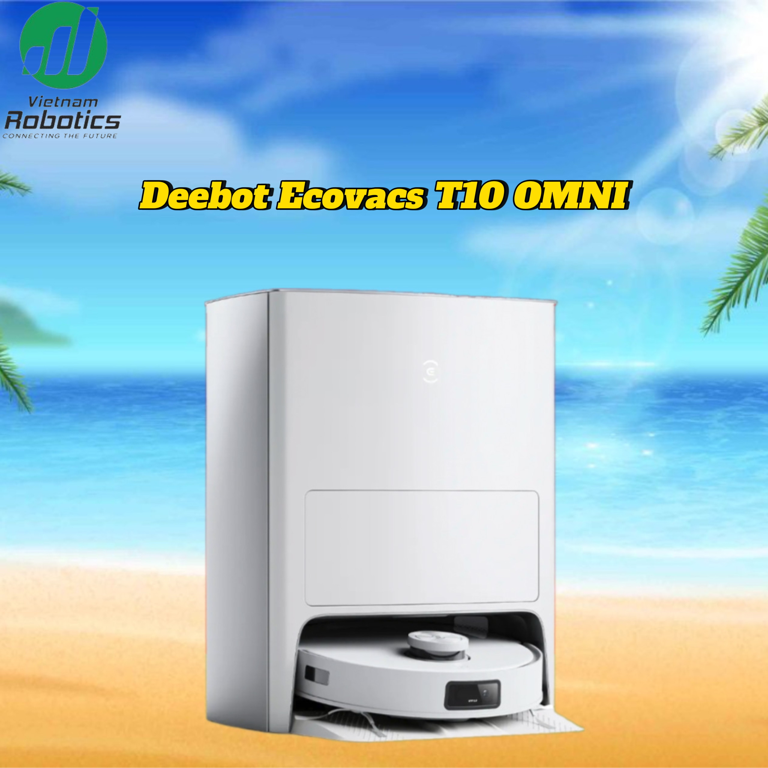 Robot hút bụi lau nhà Ecovacs Deebot T10 Omni - Trắng Bản Quốc tế - App Tiếng Việt, Trợ lý ảo Yiko, hàng nhập khẩu chính hãng full VAT, bảo hành chính hãng 24 tháng bởi Vietnam Robotics, lực hút 5000Pa, thời gian hoạt động 3 giờ liên tục