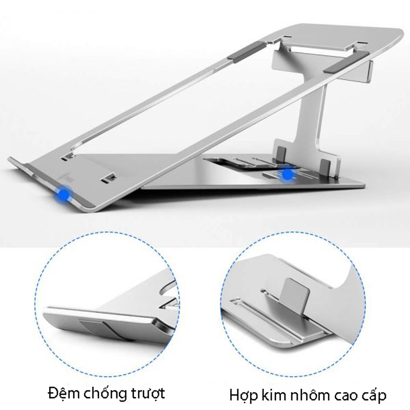 Đế Tản Nhiệt Cơ Động TOMTOC (USA) Alumium Foldable dành cho iPad/Macbook &amp; Another Tablet/Laptop 11-15.6 inch - Hàng chính hãng