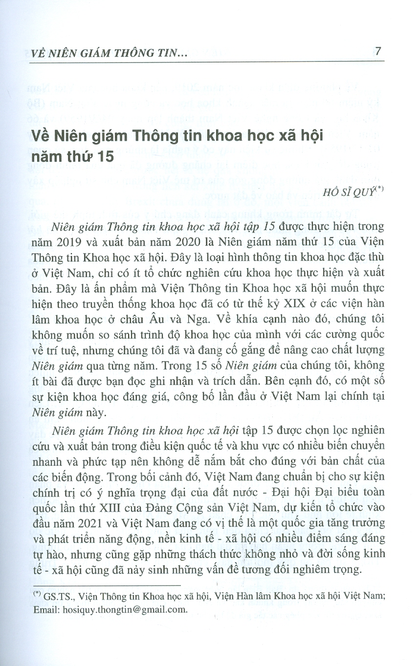 Niên Giám Thông Tin Khoa Học Xã Hội - Tập 15