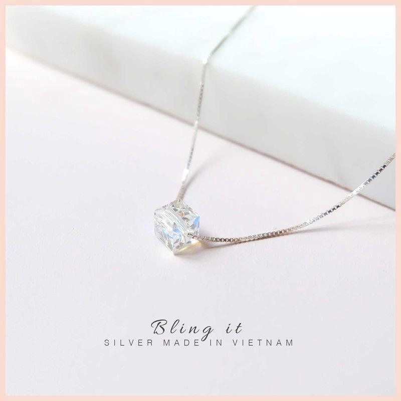 Vòng cổ bạc bling it đá vuông BIVC116