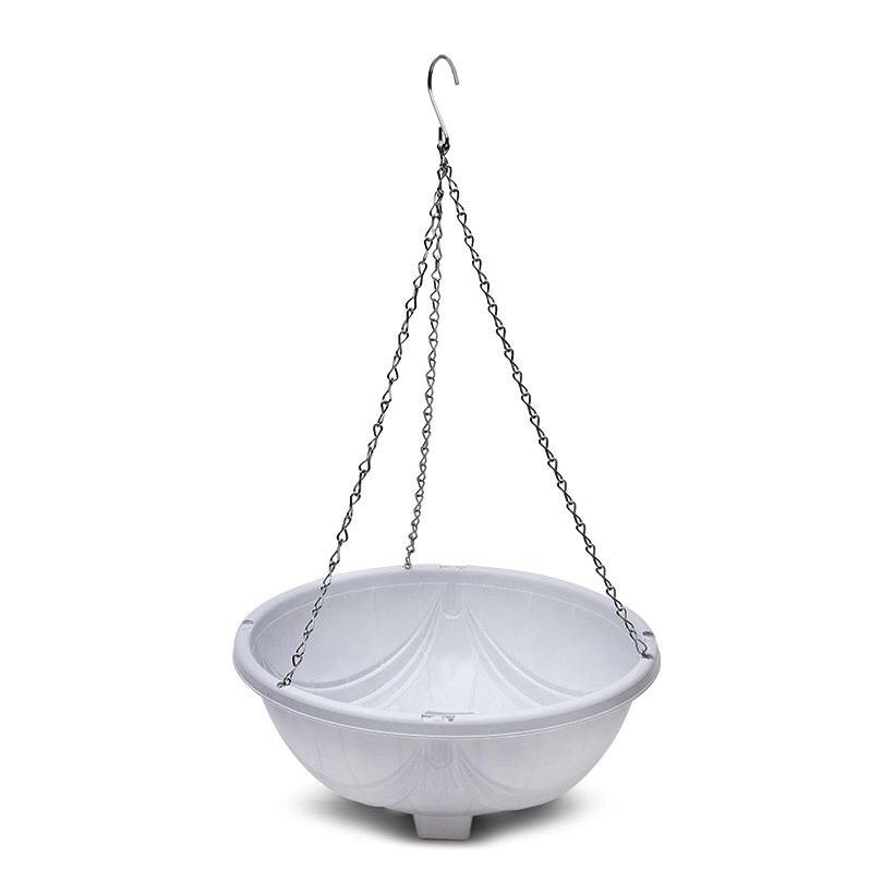 Bộ 5 chậu nhựa chảo treo dây sắt trồng hoa màu trắng đường kính 28cm