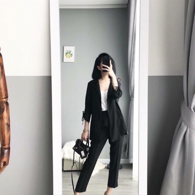 Áo khoác vest blazer tay lỡ rút dây uzzlang