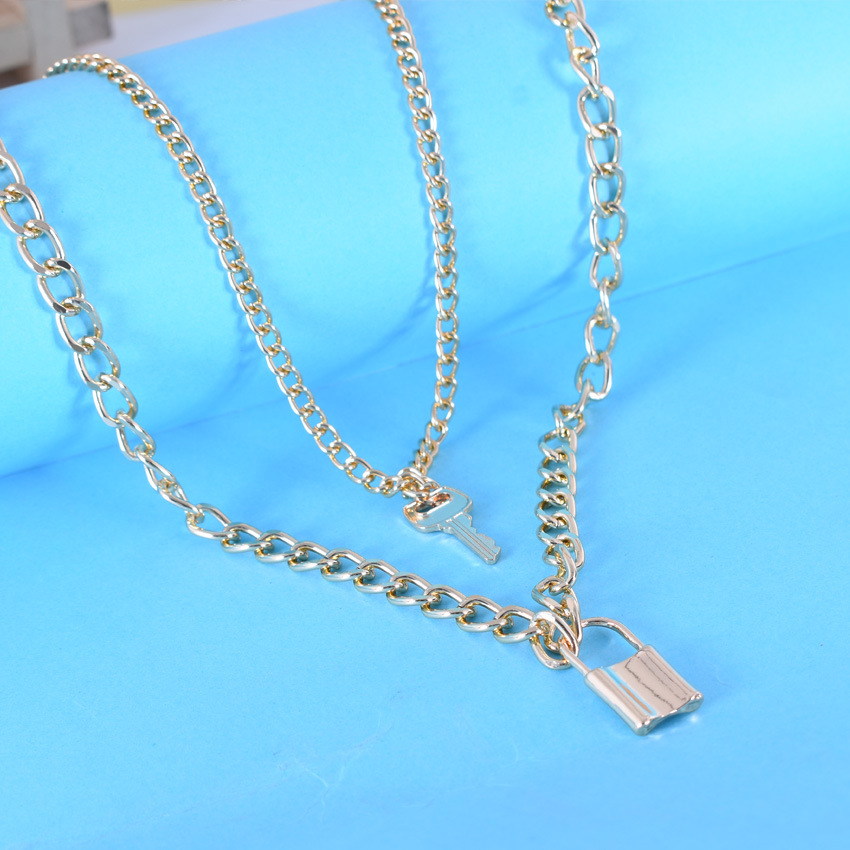 Dây chuyền 2 lớp sáng tạo, khóa và chìa khóa, DMA018