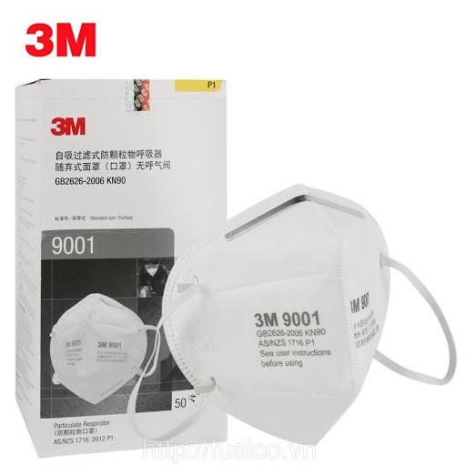 ( Mua 2 tặng 1) Hộp 50 chiếc khẩu trang 3M 9001 lọc bụi mịn, cản bụi, kháng khuẩn tối ưu