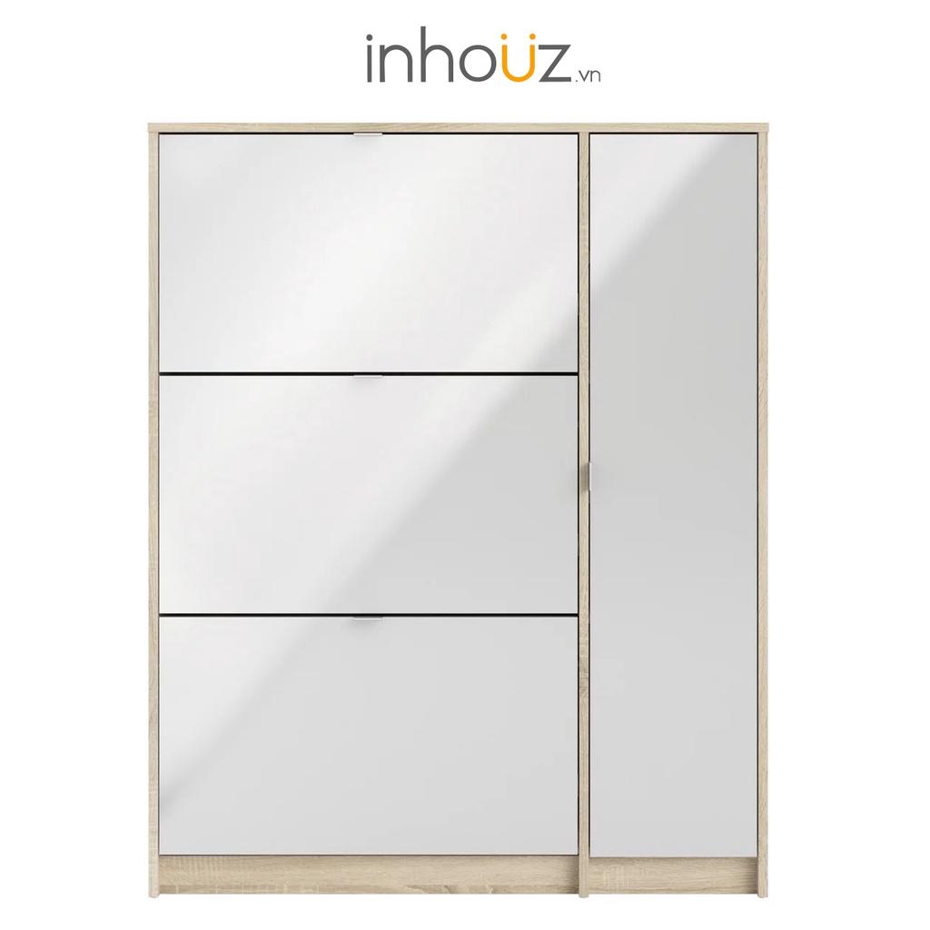 Tủ giày gỗ 3 cánh lật kèm 4 hộc tủ - Shoe Storage Cabinet - INHOUZ - HOTG0005