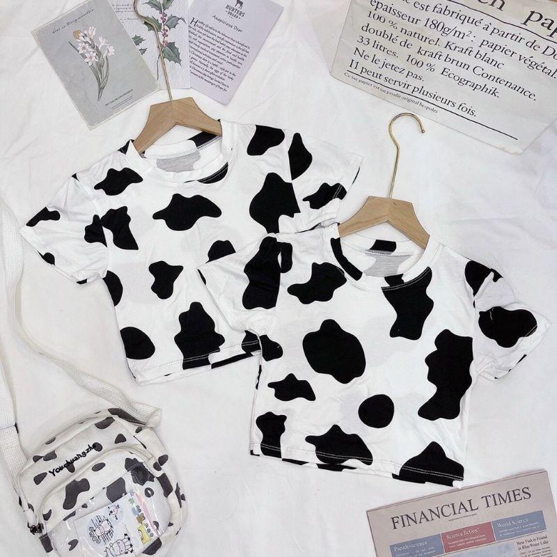 Áo croptop tay ngắn bò sữa siêu cute
